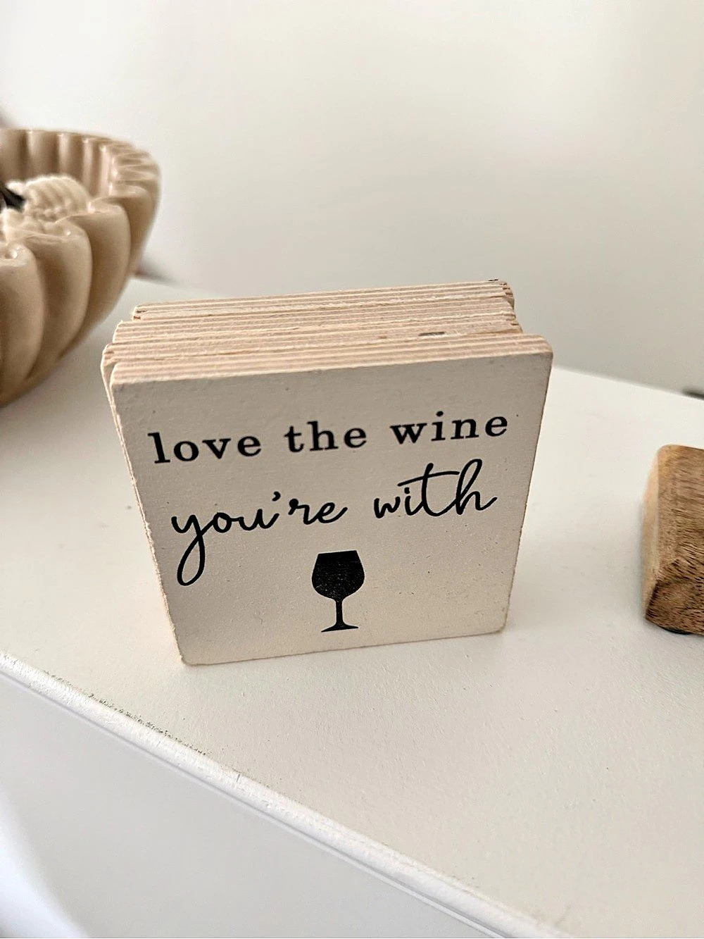 Wine Coasters in Cream & Black